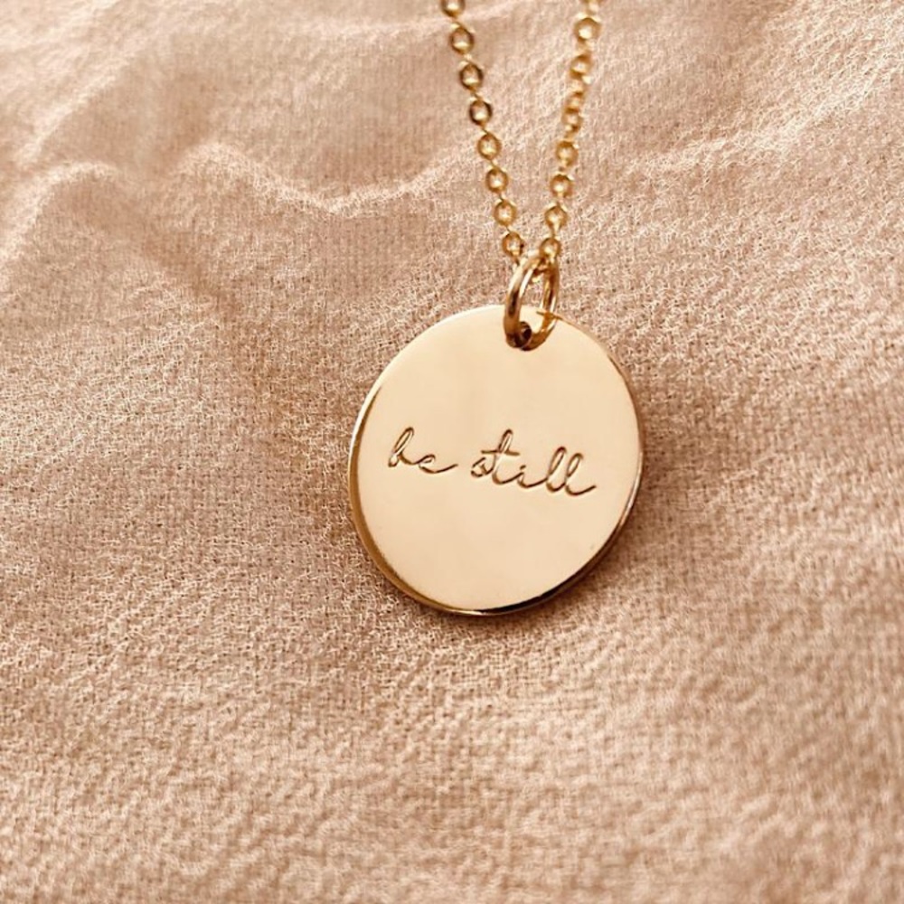 Be Still Self-Care Mantra Peace Charm Necklace